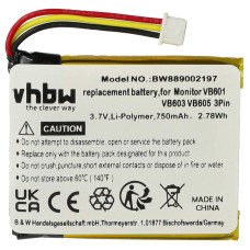 Bateria do GlobalSat GH625XT, 750 mAh