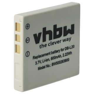 Bateria DB-L20 do Sanya Xacti DMX-C1 / VPC-C1 / VPC-J1, 600 mAh Bateria DB-L20 do Sanya Xacti DMX-C1 / VPC-C1 / VPC-J1, 600 mAh