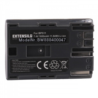 Bateria BP-508 / BP-511 / BP-511A / BP-512 / BP-514 do Canona EOS 100 / EOS D60 / Powershot G6, 1600 mAh