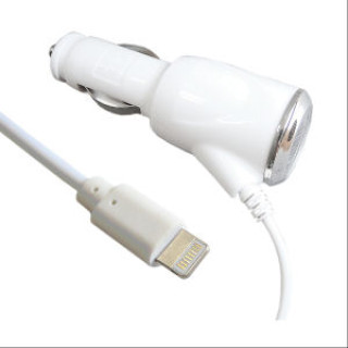 Ładowarka samochodowa do Apple iPhone/iPod, złącze Lightning, biała, 2A
